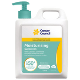 Aero Healthcare CANCER COUNCIL SPF50+ Moisturising Sunscreen Pump 1L (Carton of 6 Each)